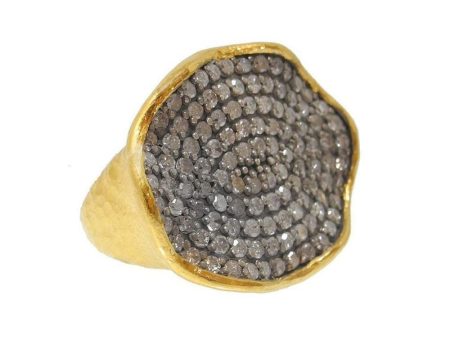 Ara 24k Gold Ice Diamond Wave Ring Size 6.5 on Sale