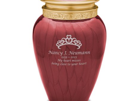 A299   Blessing Standard Adult Urn Pearl Crimson & Bru Gold For Sale