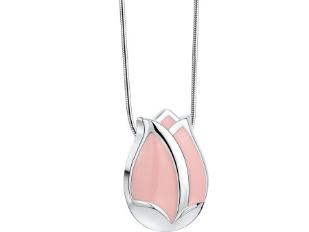 PD1075   Tulip Ashes Pendant Pearl Pink & Pol Silver For Sale