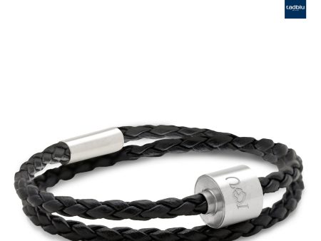 TB-BB1-XL   Memento Bracelet (XL)  Braided Leather Brushed Ashes Bead Black Online now