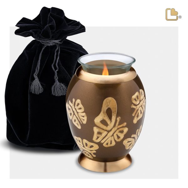 T500   Majestic Butterflies Tealight Urn Bronze & Bru Gold Online Hot Sale