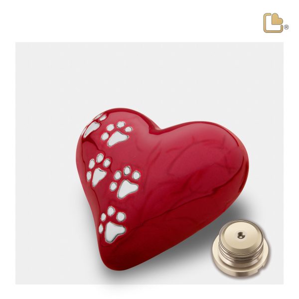 P637K   Keepsake Heart Pet Urn Pearl Red & Bru Pewter on Sale