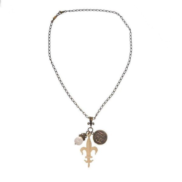 Necklace Fleur de Lis charm Discount