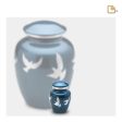 K572   Divine Flying Doves Keepsake Urn Blue & Bru Pewter Fashion