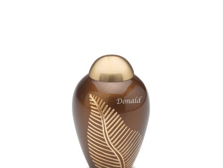 K541   Elegant Leaf Keepsake Urn Bronze & Bru Gold For Sale