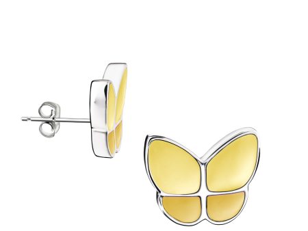 ER1203   Wings of Hope Stud Earrings Pearl Yellow & Pol Silver Online Sale