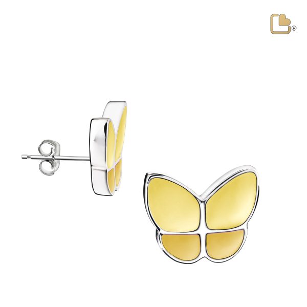 ER1203   Wings of Hope Stud Earrings Pearl Yellow & Pol Silver Online Sale