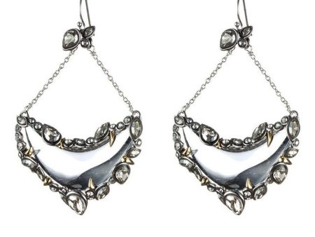 Crystal Framed Suspended Crescent Earrings Supply