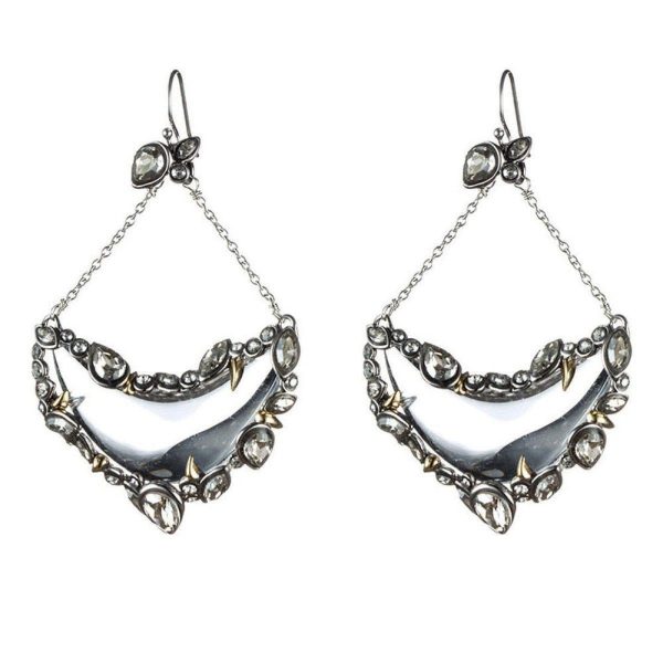 Crystal Framed Suspended Crescent Earrings Supply