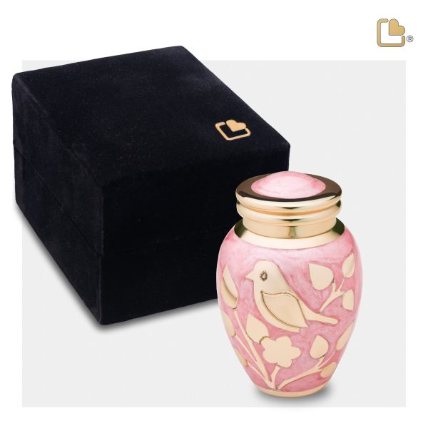 K281   BlessingBirds Keepsake Urn Pearl Pink & Pol Gold Online