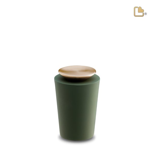 K1070   Crescent Tall Keepsake Urn Sage Green & Bru Gold Fashion