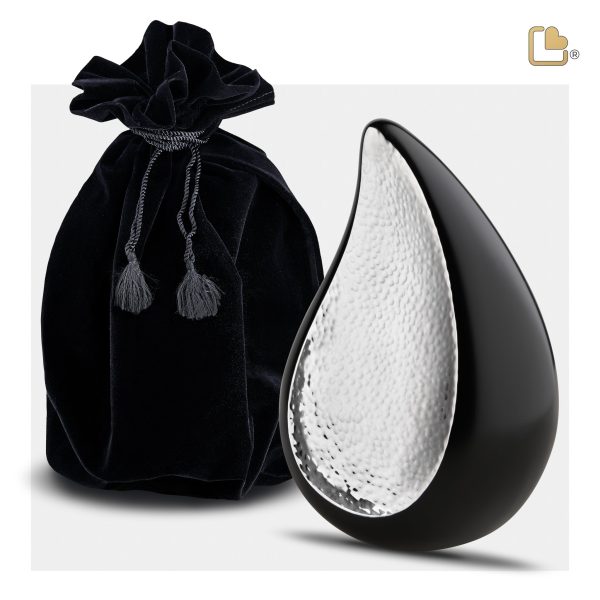 P582   TearDrop Medium Urn Black & Hmd Silver Hot on Sale