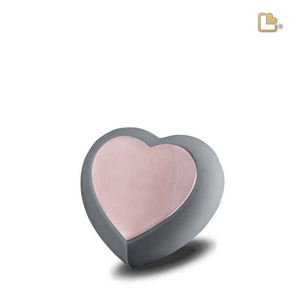 H584   Drop Heart Keepsake Urn French Grey & Bru RoseGold For Discount