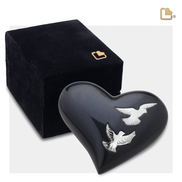 H270   Nirvana Adieu Heart Keepsake Urn Midnight & Pol Silver Hot on Sale