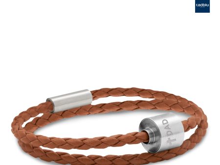 TB-BB3-M   Memento Bracelet (M)  Braided Leather Brushed Ashes Bead Cognac For Cheap