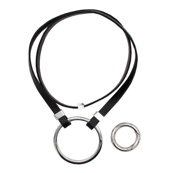 Black Magic Avril Edge Strand with Circle HardWear in Silver-Wholesale Fashion