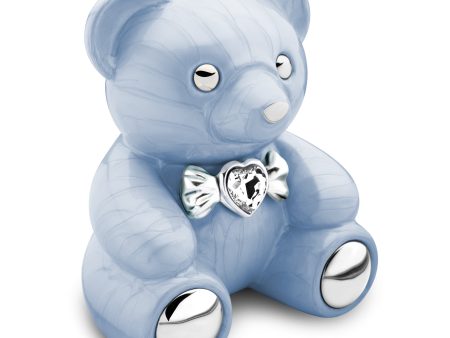 C1011   CuddleBear Child Urn Pearl Blue & Pol Silver w Crystal Online Sale