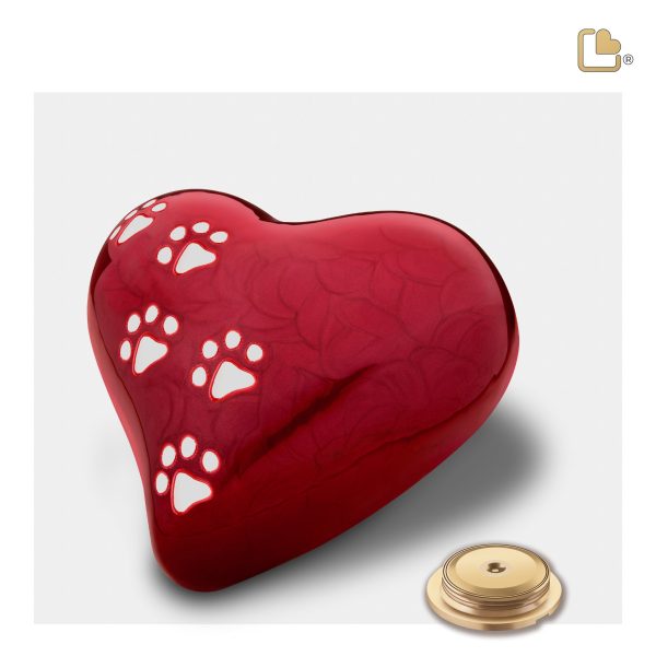 P637M   Medium Heart Pet Urn Pearl Red & Bru Pewter on Sale