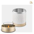 T653   Tealight Urn Pearl White & Bru Gold Discount