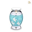 T501   Classic Soaring Doves Tealight Urn Blue & Pol Silver Online now