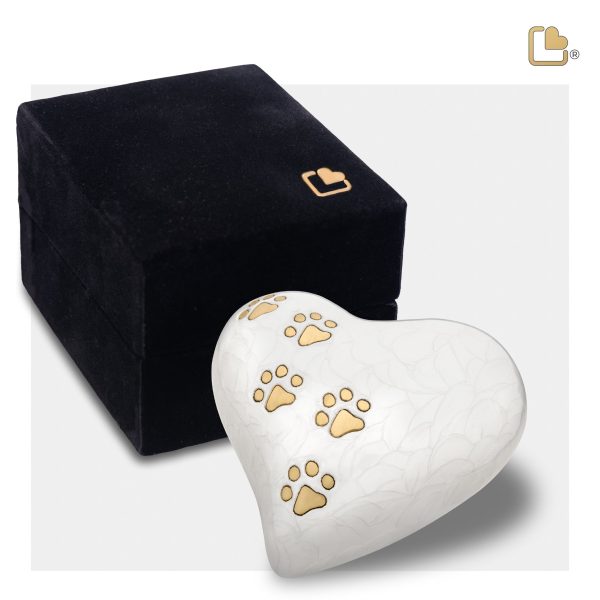 P638K   Keepsake Heart Pet Urn Pearl White & Bru Gold Online now