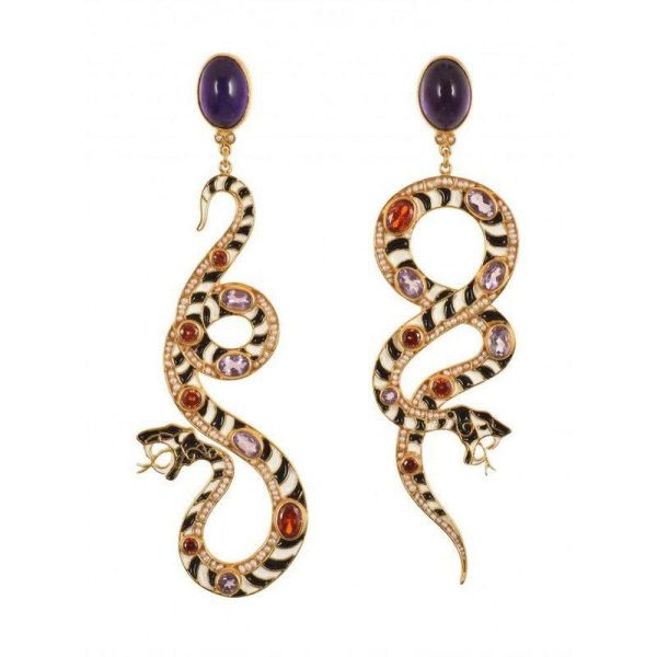 Black and White Snake Earrings For Cheap