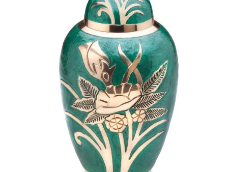 A221   Rose Standard Adult Urn Green & Pol Gold Cheap