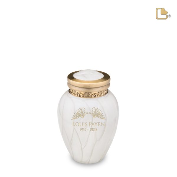 K290   Blessing Keepsake Urn Pearl White & Bru Gold Cheap