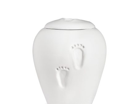 BC131   Ivory Baby Footprints Child Urn Eco Pigment Cheap