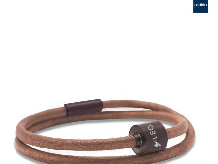 TB-BE-BL3-L   Memento Bracelet (L)  Smooth Leather Black Ashes Bead Cognac Online Sale