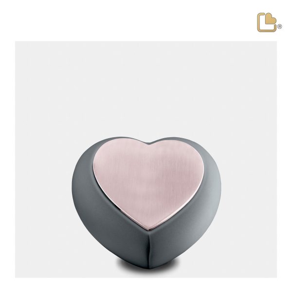 H584   Drop Heart Keepsake Urn French Grey & Bru RoseGold For Discount