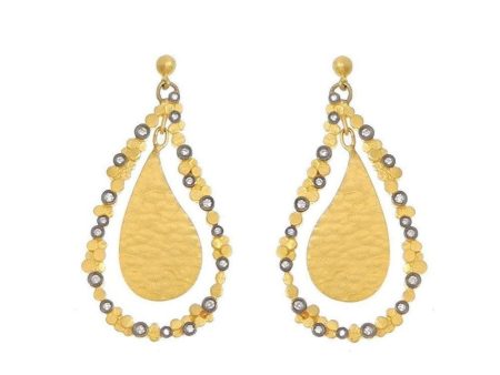 Hammered 24k Gold Diamond Earrings Sale