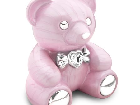 C1010   CuddleBear Child Urn Pearl Pink & Pol Silver w Crystal For Discount