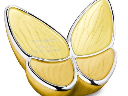 A1043   Wings of Hope Standard Adult Urn Pearl Yellow & Pol Silver on Sale