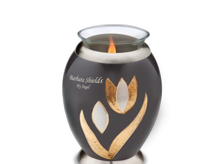 T502   Majestic Tulip Tealight Urn Midnight & Bru Pewter Online Hot Sale