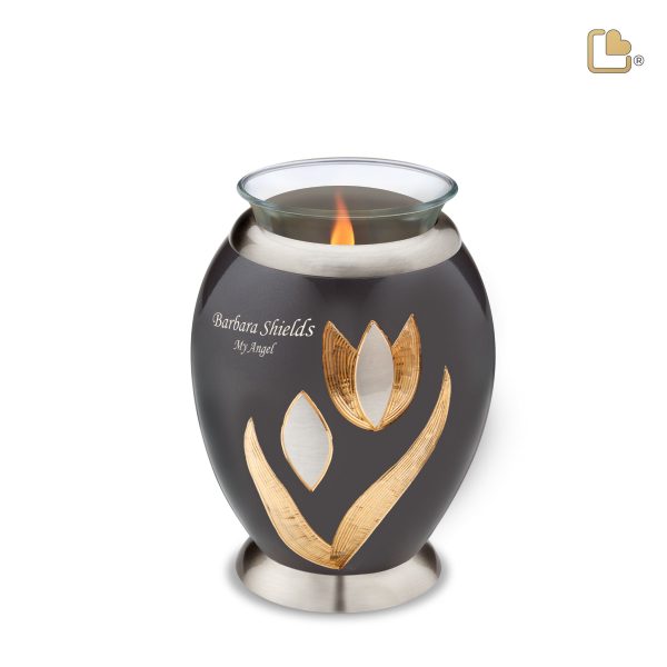 T502   Majestic Tulip Tealight Urn Midnight & Bru Pewter Online Hot Sale