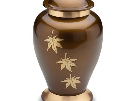 A241   Classic Falling Leaves Standard Adult Urn Bronze & Bru Gold Online now