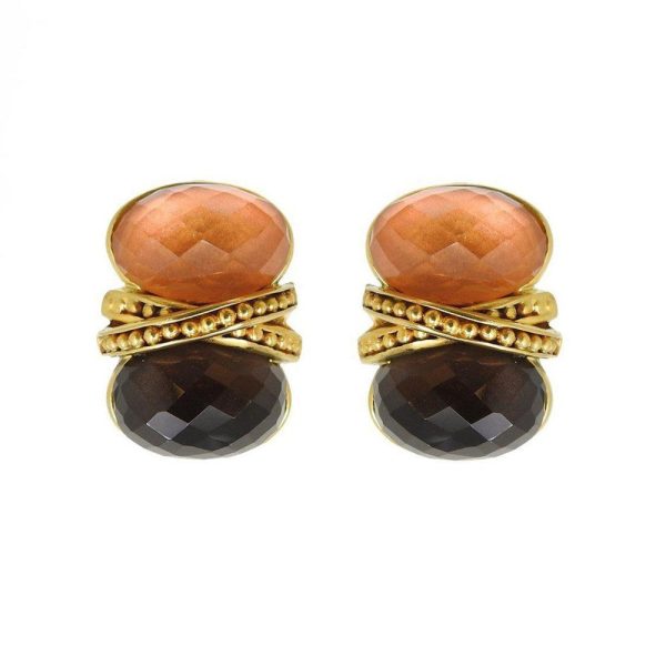 Two Stones Criss Cross Clip Earrings Hot on Sale