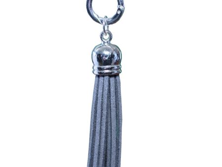 Moxie Soft Grey Faux Suede Tassel, 2.25  with Silver HardWear Sale