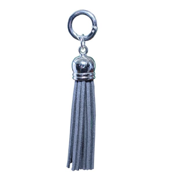 Moxie Soft Grey Faux Suede Tassel, 2.25  with Silver HardWear Sale