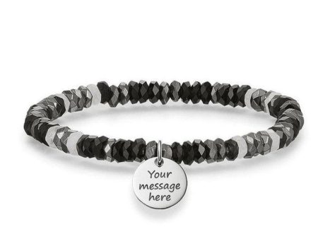 Engravable Black Bead Bracelet Discount