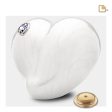 A1003   LoveHeart Standard Adult Urn Pearl White & Pol Silver w Crystal on Sale