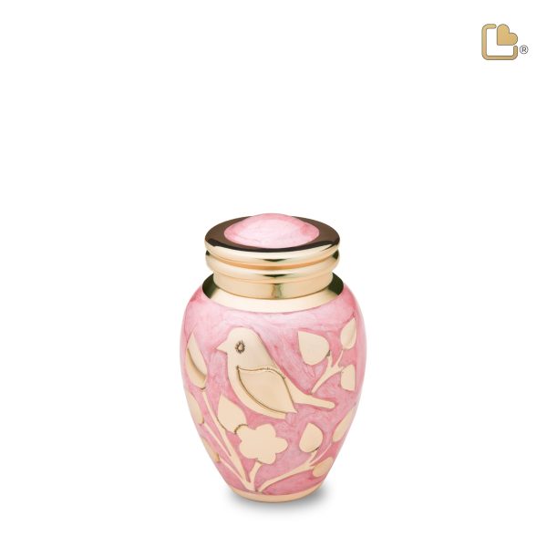 K281   BlessingBirds Keepsake Urn Pearl Pink & Pol Gold Online