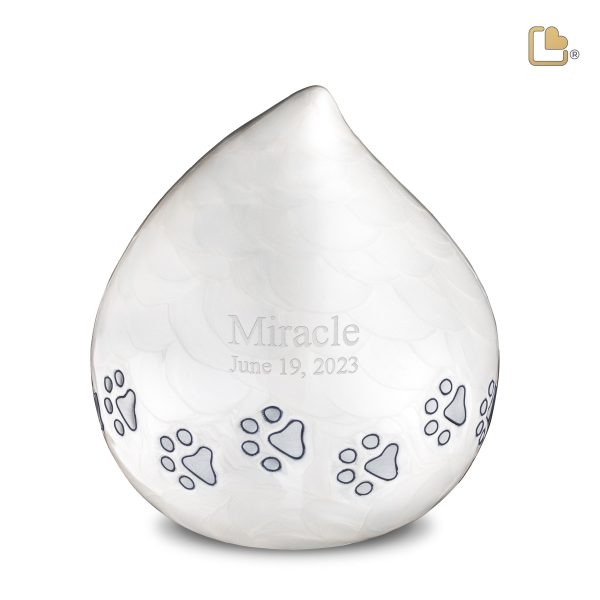 P635L   LoveDrop Large Pet Urn Pearl White & Bru Pewter Discount