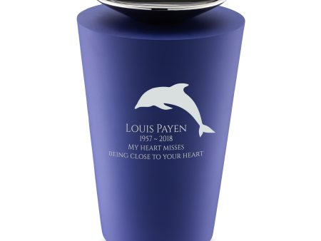 A1072   Crescent Tall Standard Adult Urn Navy & Pol Silver Fashion