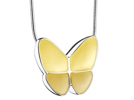 PD1203   Wings of Hope Ashes Pendant Pearl Yellow & Pol Silver Fashion