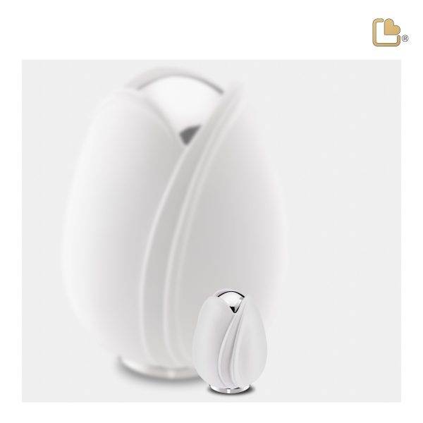 K1055   Tulip Keepsake Urn White & Pol Silver For Discount