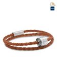 TB-BB3-S   Memento Bracelet (S)  Braided Leather Brushed Ashes Bead Cognac Online Sale