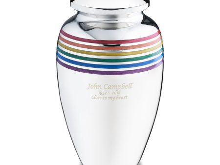 A222   Pride Rainbow Standard Adult Urn Pol Silver Cheap