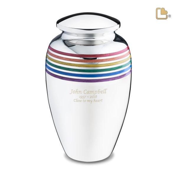 A222   Pride Rainbow Standard Adult Urn Pol Silver Cheap